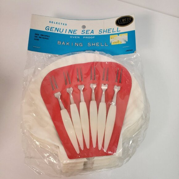 Vintage Set of 6 Clam Shells, Baking, Serving Dishes – Unused, Still Packaged - Picture 1 of 6